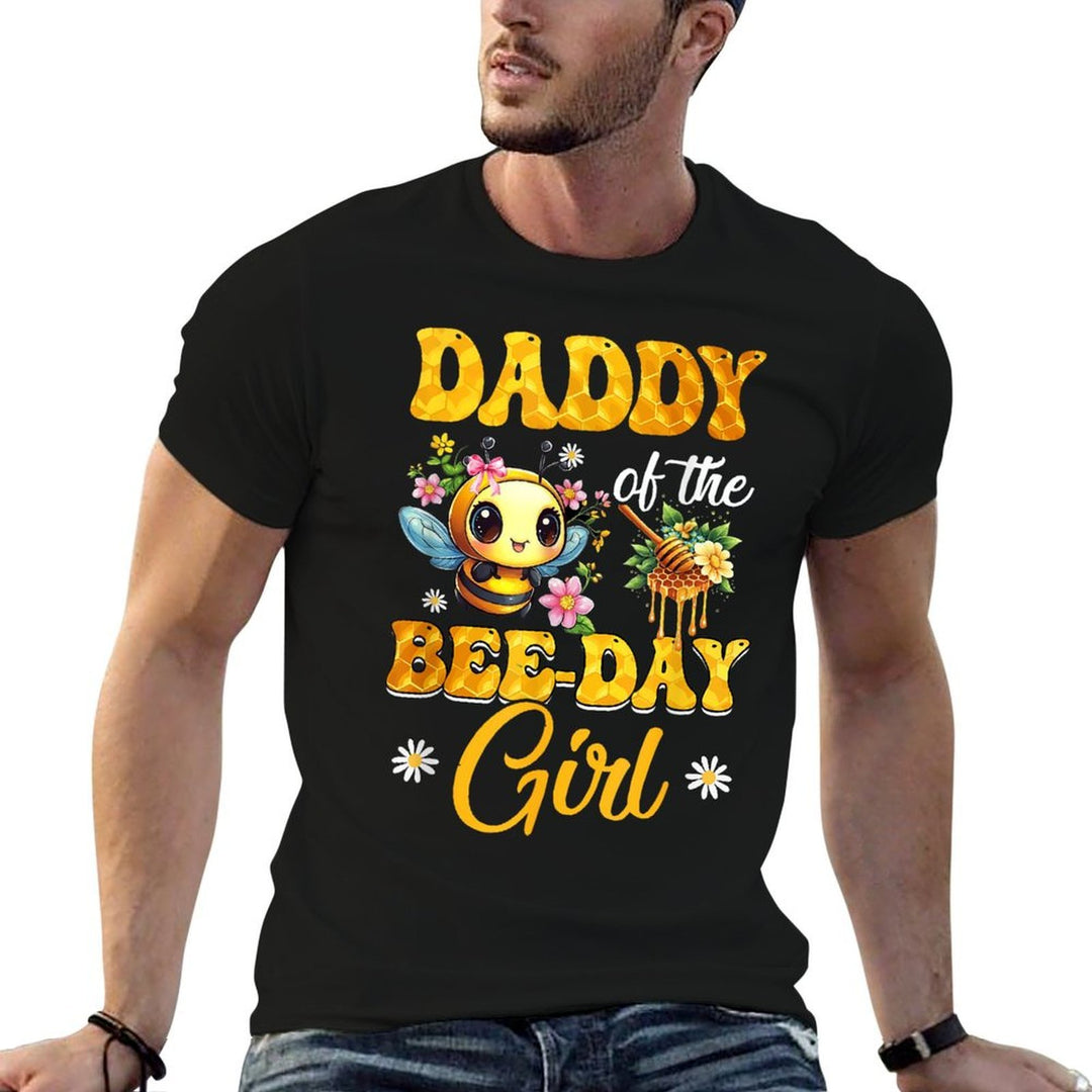 Daddy Of The Birthday Girl Bee Family Birthday Party  Rolled Sleeves T-Shirt
