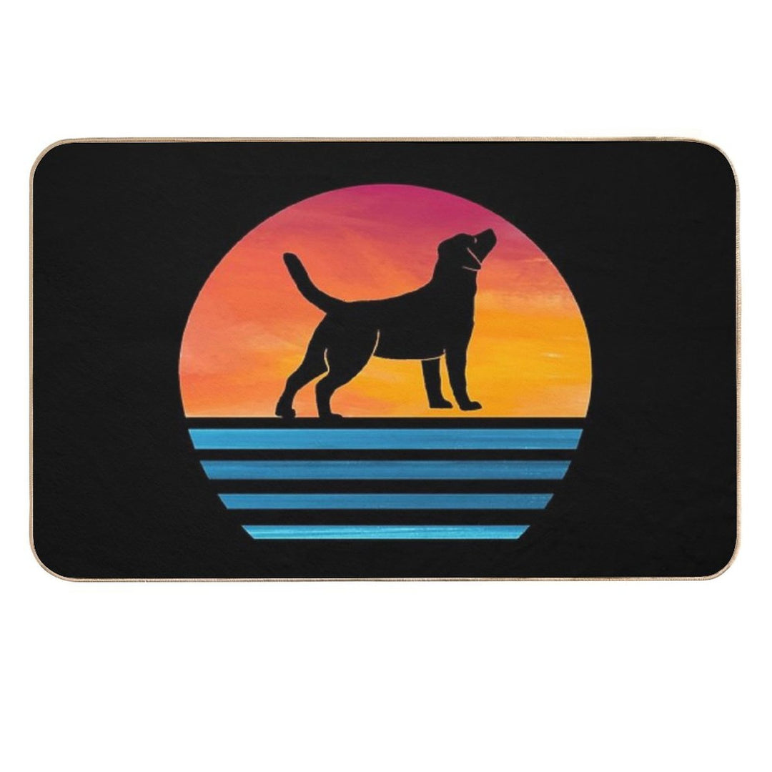 Funny Labrador Mom Dog Lover Vintage Silhouette Labrador Retriever Owner Gifts  Non-Slip Bath Mat