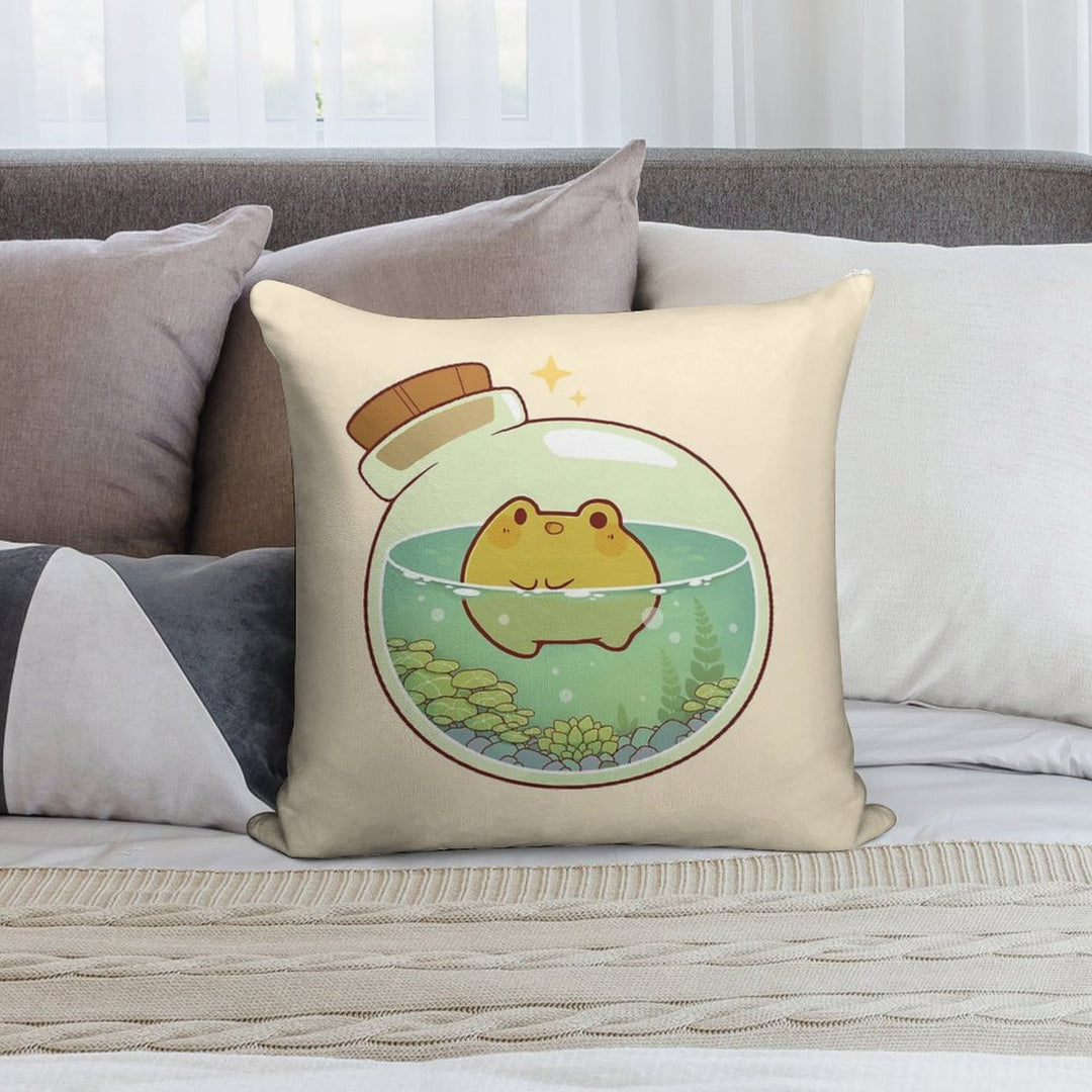 Round Frog Potion Soft Decorative Cover Throw Pillow
