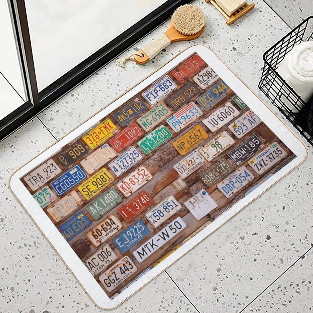 Licence Plate Wall  Odorless Bath Mat