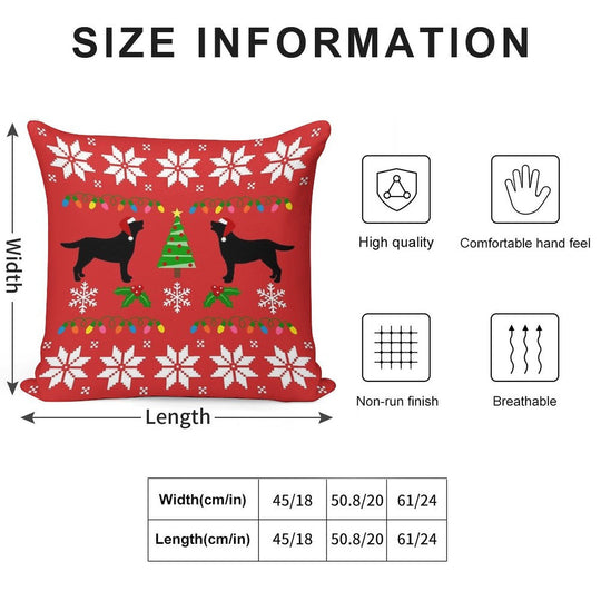 Black Labrador Happy Christmas Sweater Pattern Soft Hidden Zipper Throw Pillow