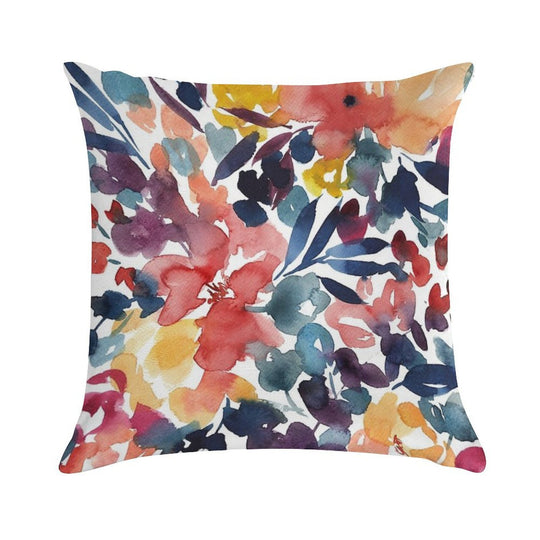Abstract Watercolor Flowers 31, Colorful Bouquet Illustration Soft Anti-Pilling Throw Pillow