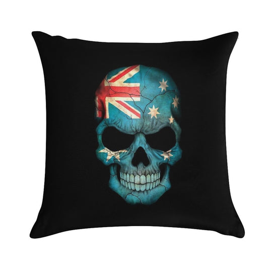 Australian Flag Skull Soft Warmth Comfort Throw Pillow