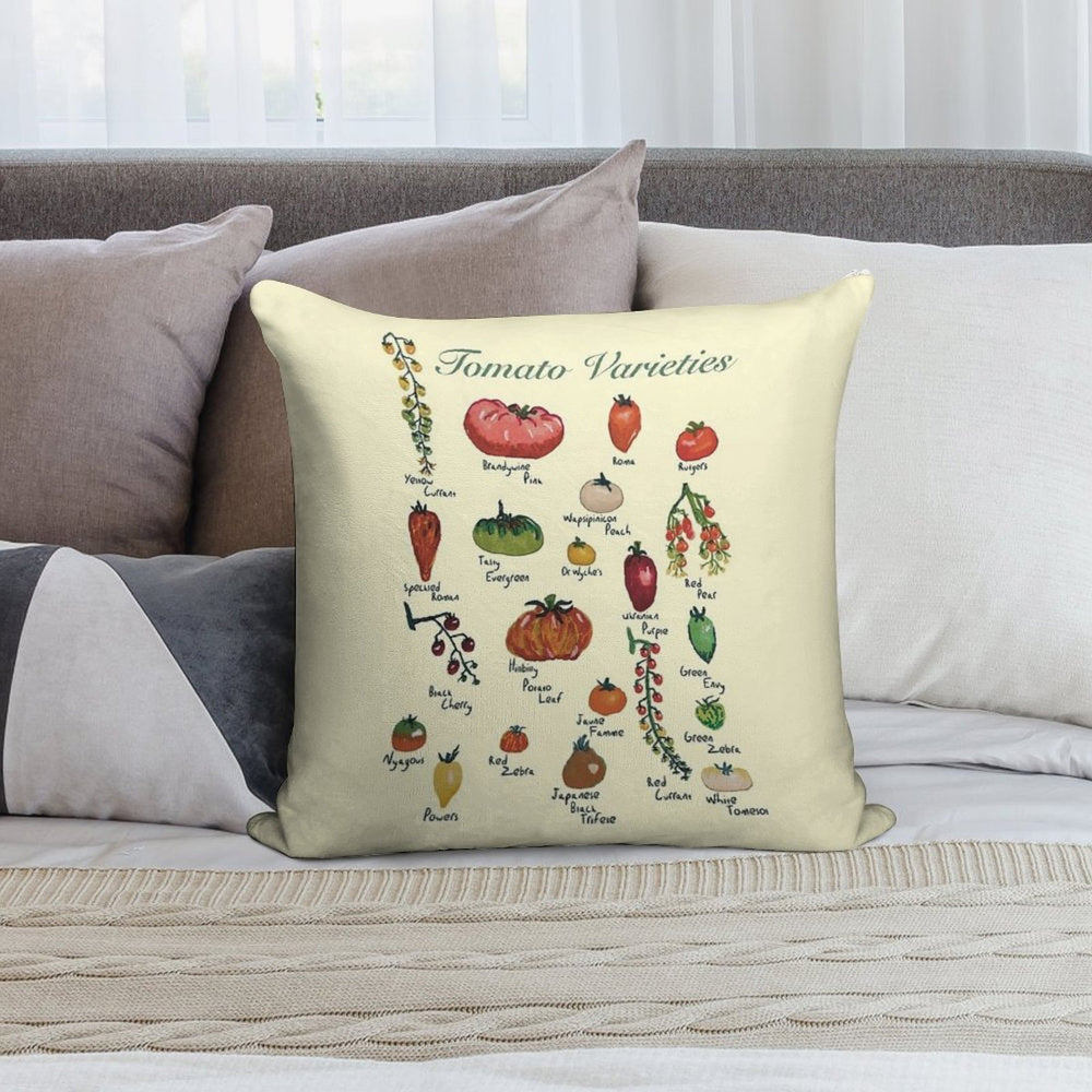 Tomato Varieties Spread Soft Decorative Cover Throw Pillow