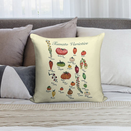 Tomato Varieties Spread Soft Decorative Cover Throw Pillow