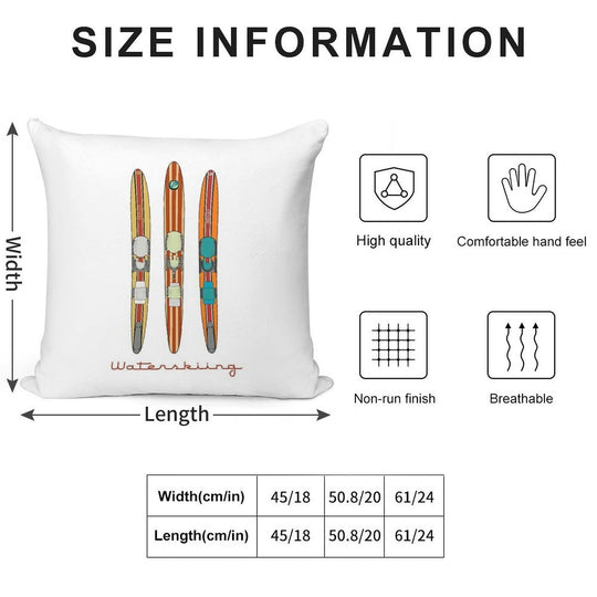 Classic Wooden Vintage Water Skis Soft Durable Construction Throw Pillow