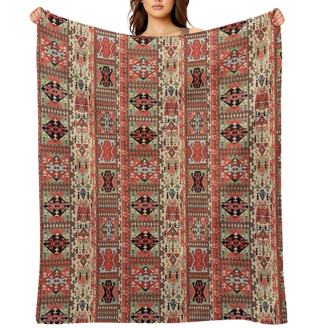 Turkish Kilim Fantasy Magic Carpet Velvety-soft Throw Blanket