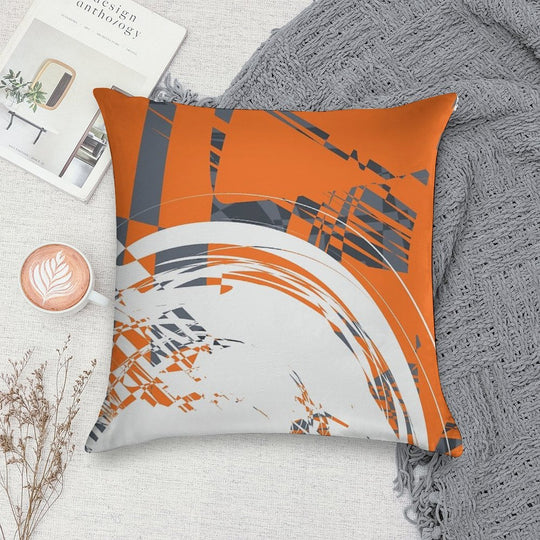 Orange Grey Soft High-Density Material Throw Pillow