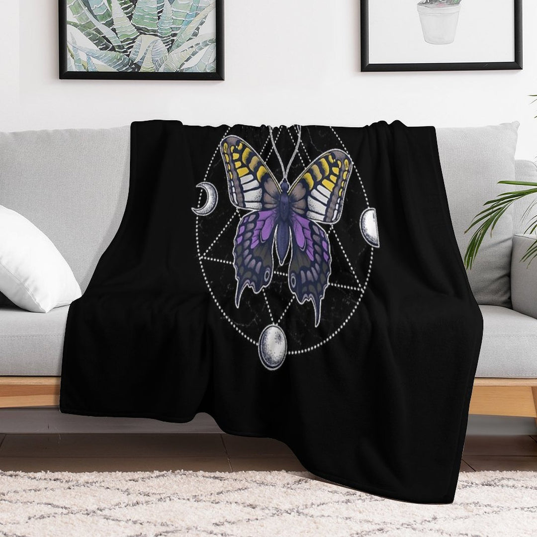 Nonbinary Butterfly Wrinkle-free Throw Blanket