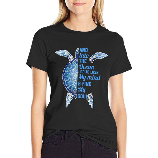 And Into The Ocean I Go To Lose My Mind Find My Soul Turtle  Heathered Texture T-Shirt
