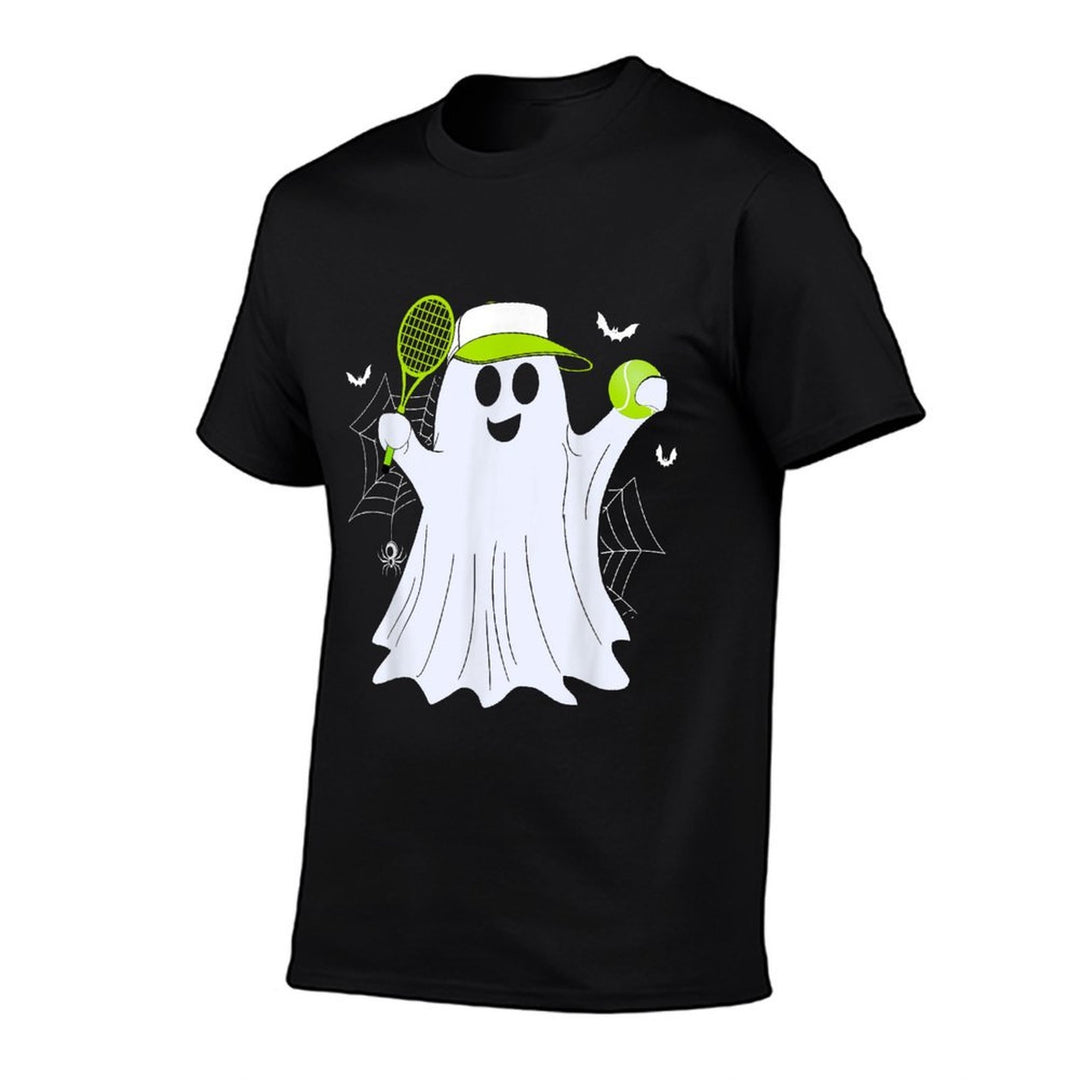Boo Ghost Playing Tennis Funny Halloween Tennis Costume  Wrinkle-resistant T-Shirt