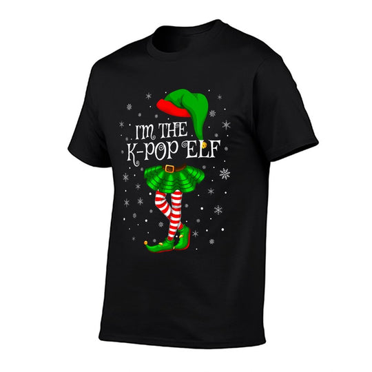 K-Pop Elf Christmas Matching Family Women Girls Elf  Ribbed Collar T-Shirt