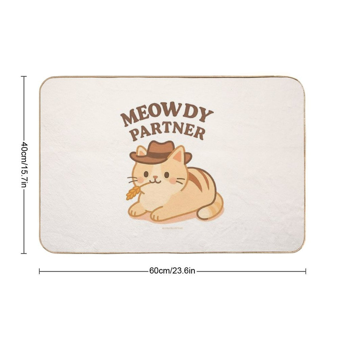 Meowdy Partner – Cowboy Cat Western Design  Absorbent Bath Mat