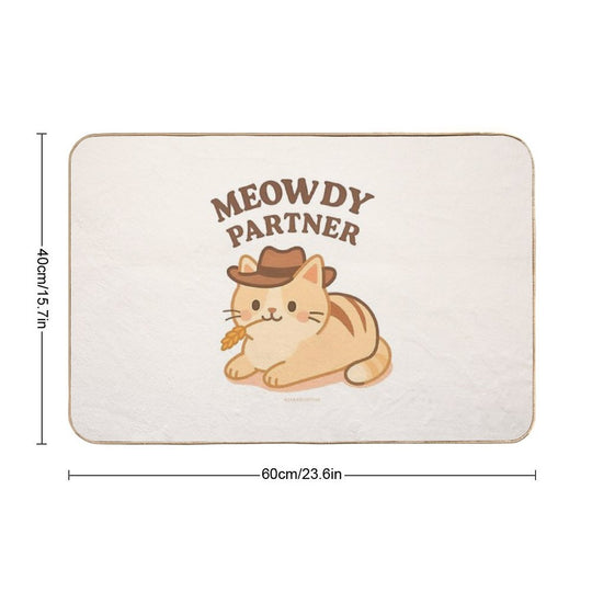 Meowdy Partner – Cowboy Cat Western Design  Absorbent Bath Mat