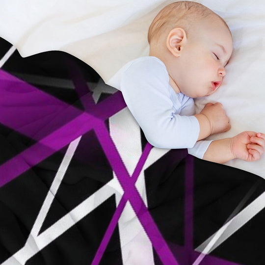 Seamless Abstract Purple And White Lines On Black Pattern All-season Throw Blanket