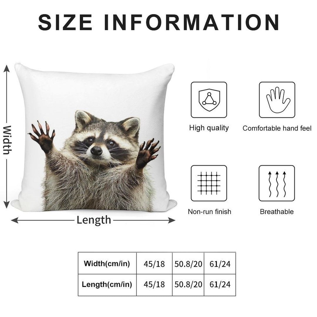 Racoon Soft Skin-Friendly Throw Pillow