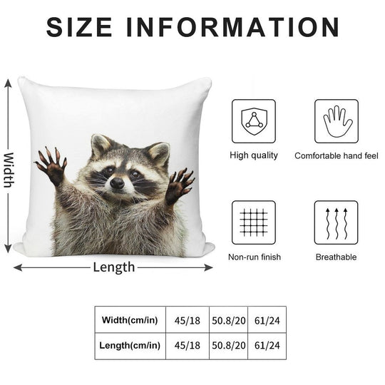 Racoon Soft Skin-Friendly Throw Pillow