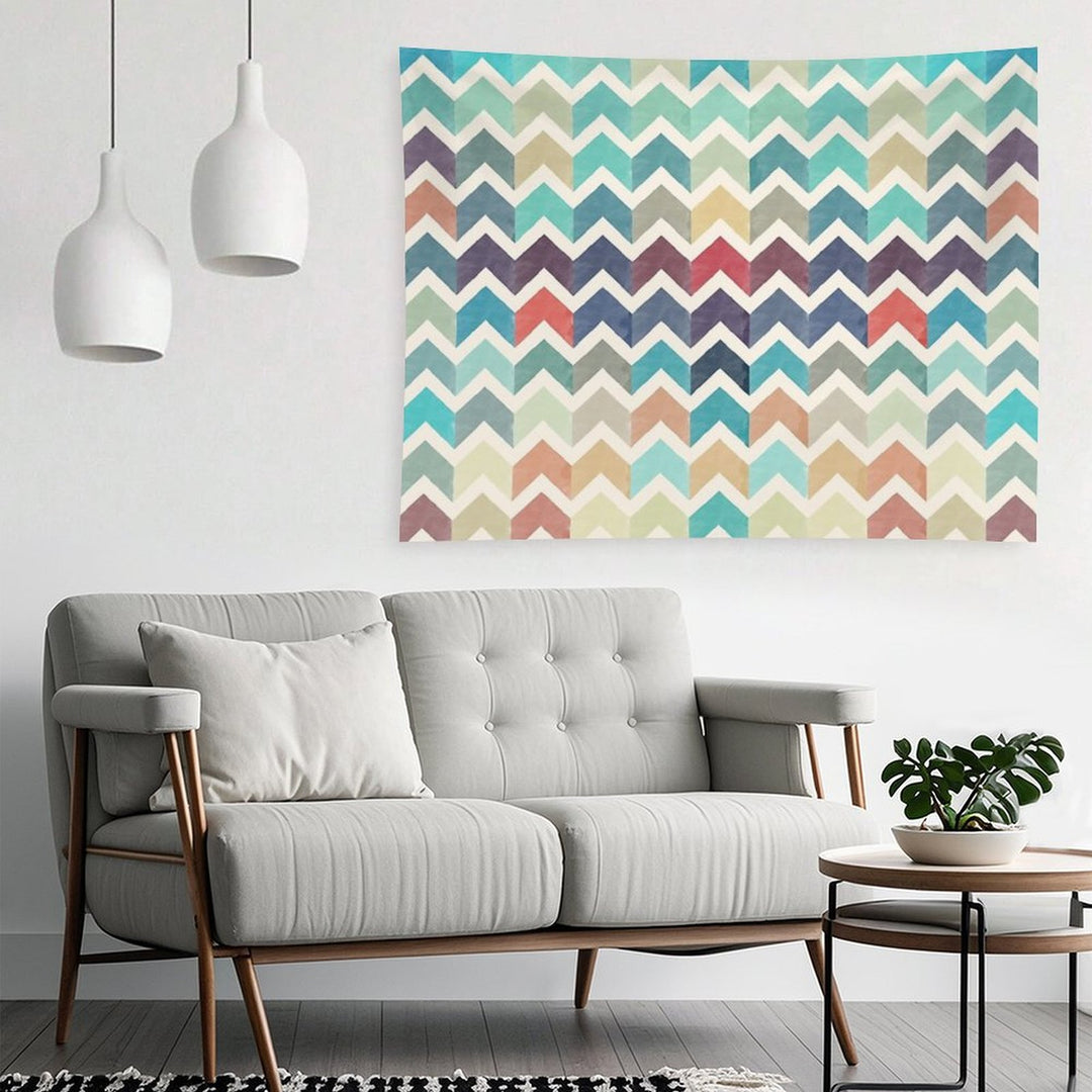 Watercolor Chevron Pattern Tapestry