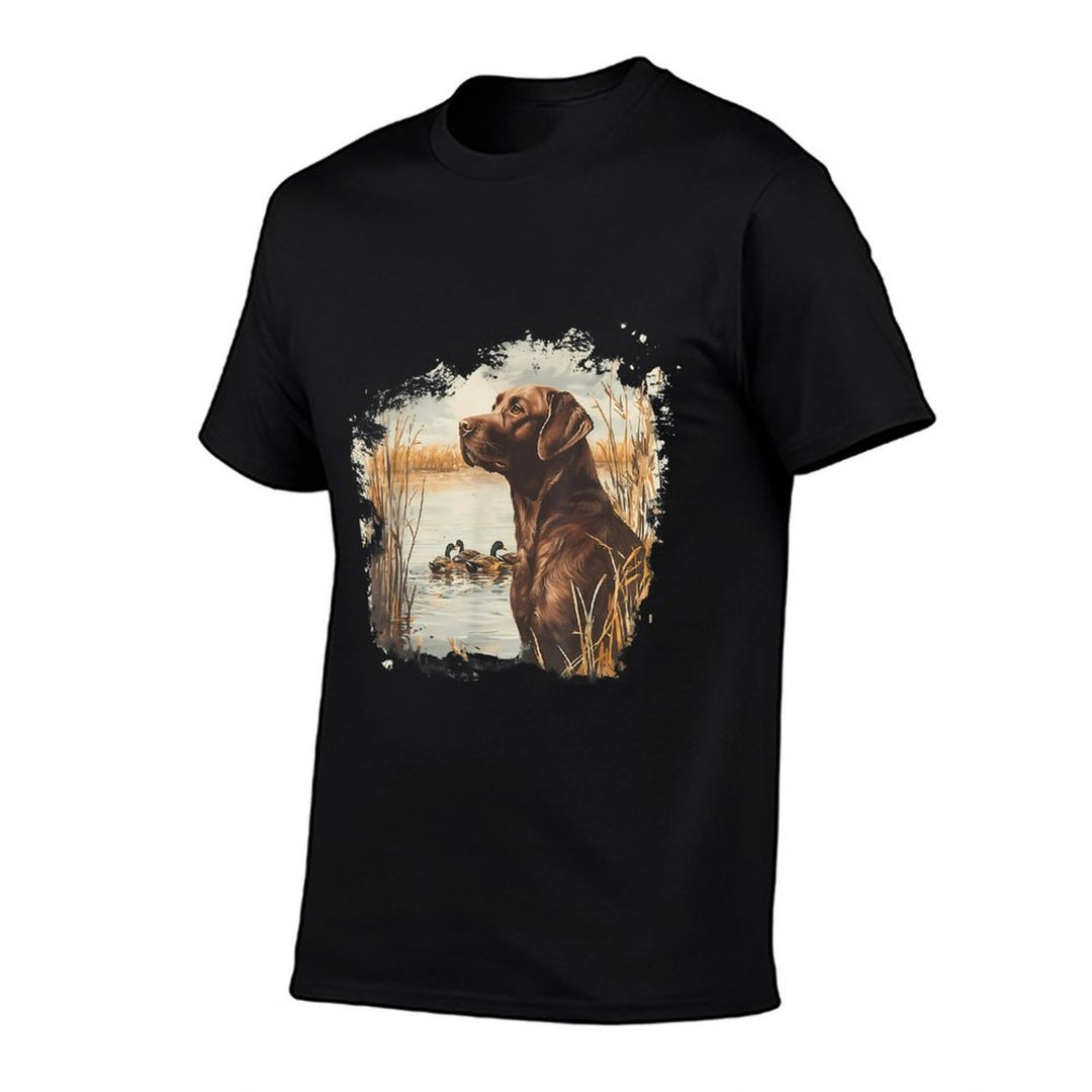 Retro Chocolate Lab Mallard Duck For Duck Hunting Men Dad  Vintage-inspired T-Shirt