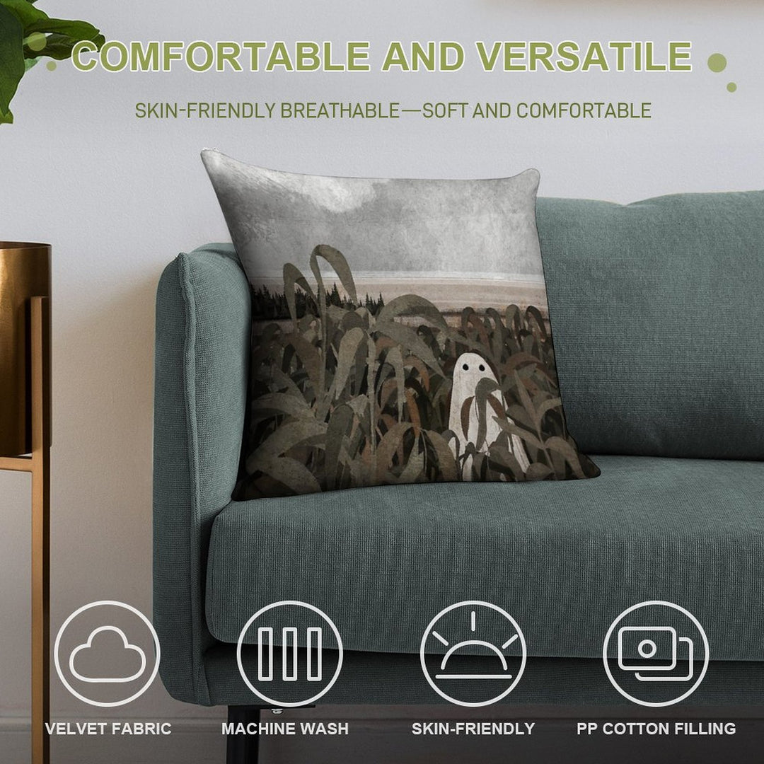 There's A Ghost in The Cornfield Again... Soft Decorative Cover Throw Pillow