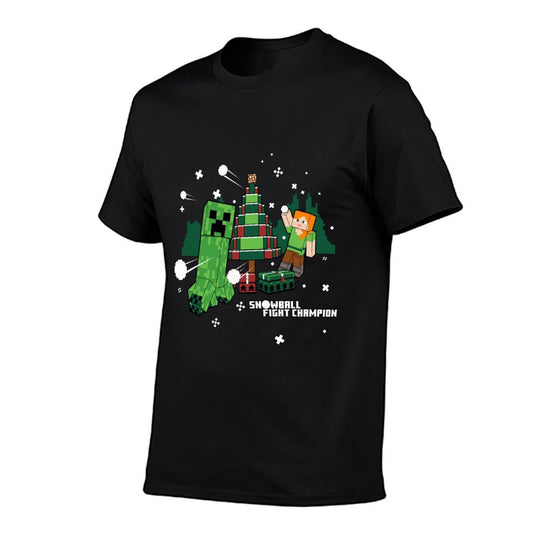 Minecraft Christmas Creeper Tree Snowball Battle Comfortable T-Shirt