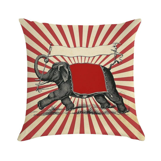 Circus Elephant Vintage Poster Pop Wall Street Art Soft Style Accent Throw Pillow