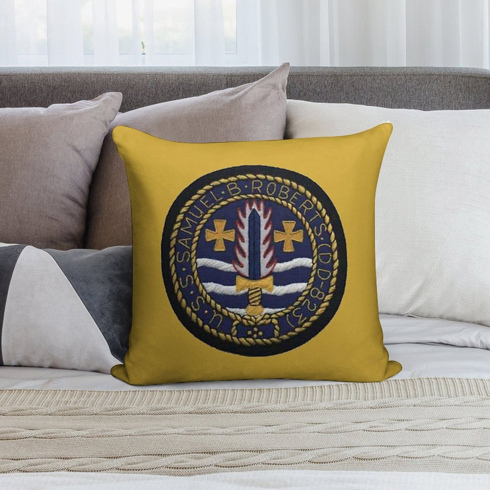 USS SAMUEL B. ROBERTS (DD-823) SHIP'S STORE Soft Short Plush Fabric Throw Pillow