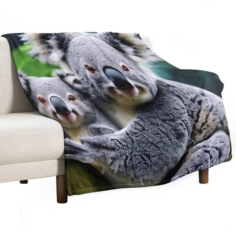 Australian Koala Family Anti-pilling Throw Blanket