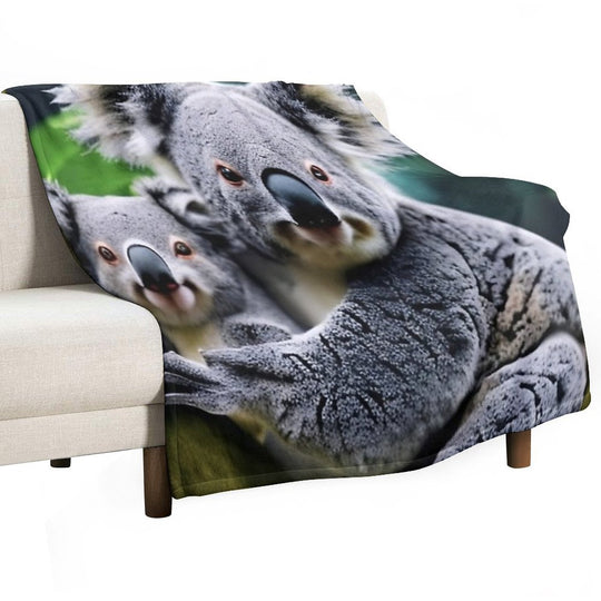 Australian Koala Family Anti-pilling Throw Blanket