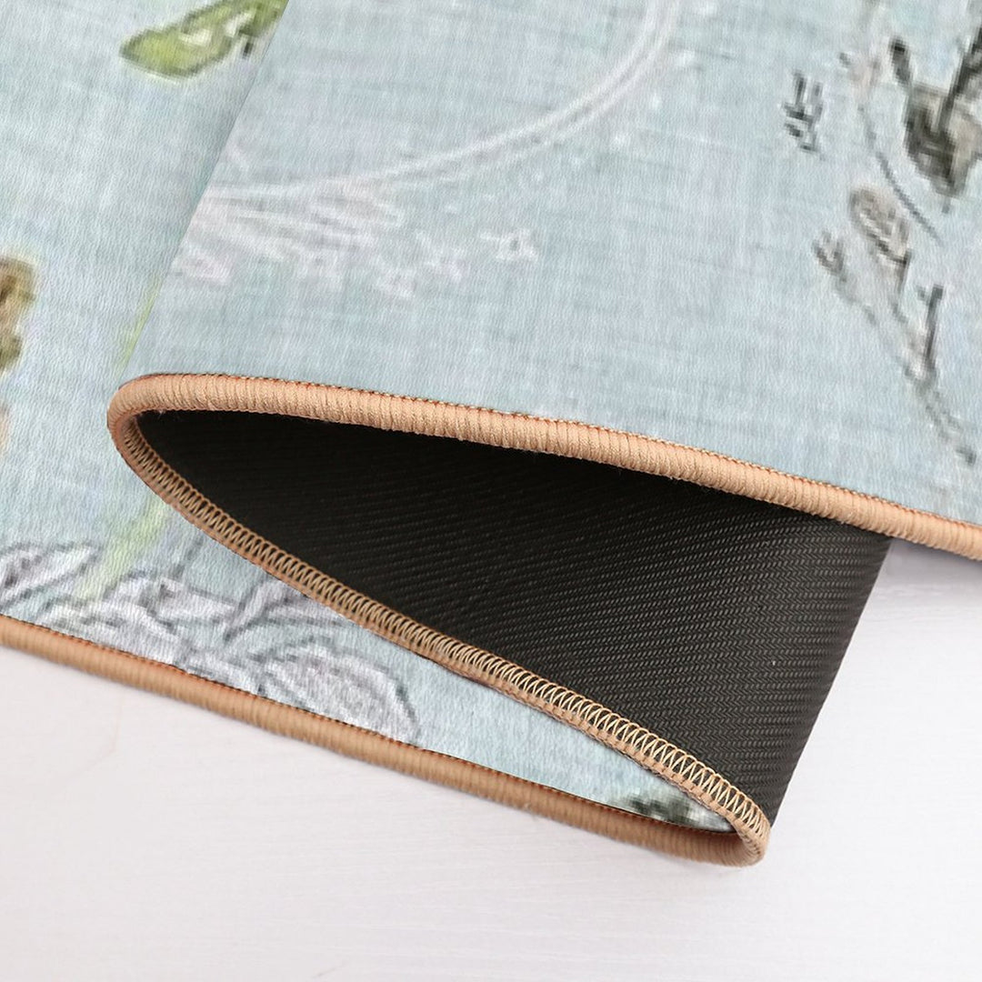 La Boheme Sky Blue Floral  Easy Maintenance Bath Mat