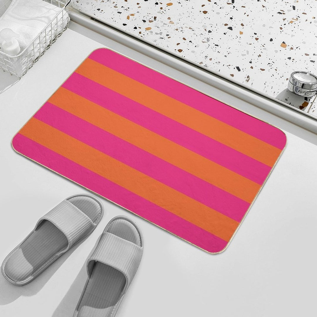 Orange Pop And Hot Neon Pink Horizontal Stripes  Multi-Purpose Bath Mat