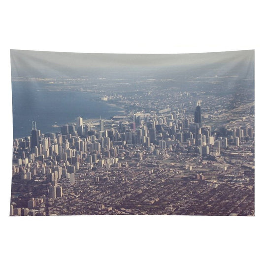 Chicago from The Air Color Photo Tapestry