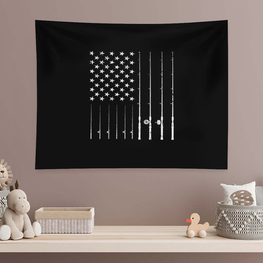 Fishing American Flag Tshirt - American Flag Fishing T-Shirt Tee Gift Tapestry