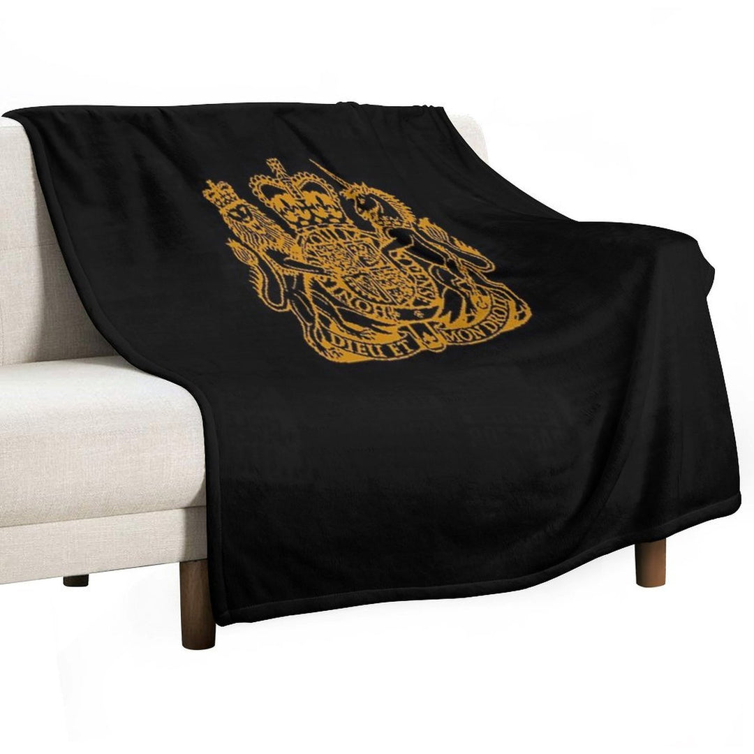 Elizabeth II Royal Coat of Arms Emblem Versatility Throw Blanket