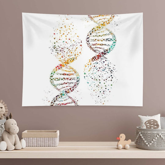 DNA, Watercolor Art,Dna Double Helix Genetic Tapestry