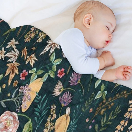 Hana Floral (teal) Gift-ready Throw Blanket