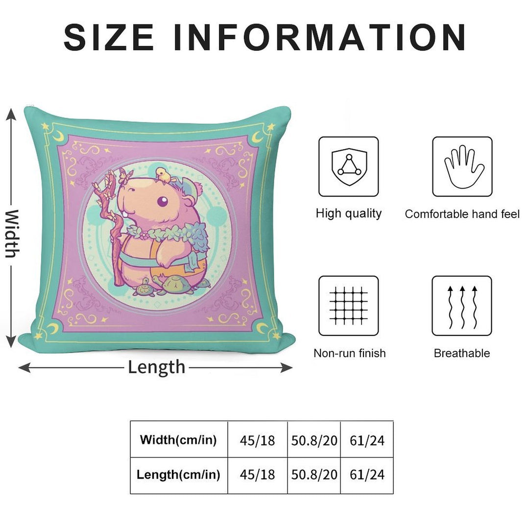 Druid Capybara Soft Reinforced Edging Throw Pillow