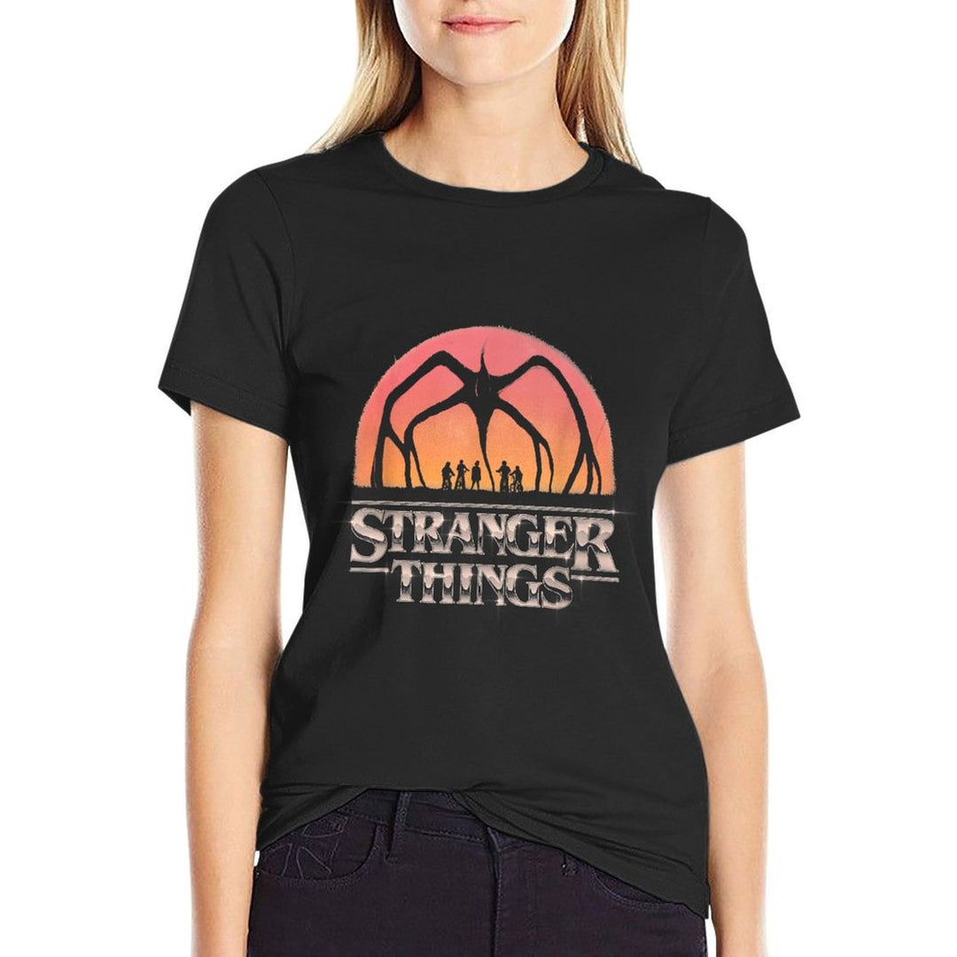 Stranger Things Season 5 Towering Mind Flayer Distressed  Ribbed Collar T-Shirt