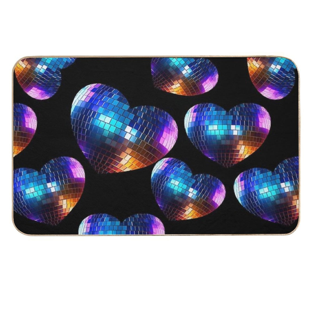 Mirror Disco Ball - Heart Shaped Disco Ball  Absorbent Bath Mat