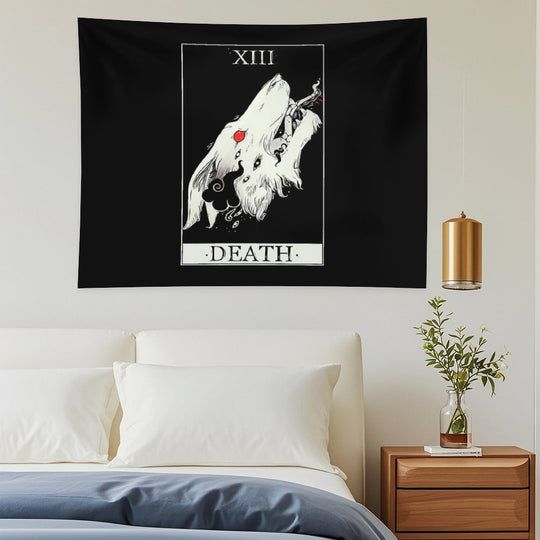 Death Tarot Card Wolf Art Tapestry