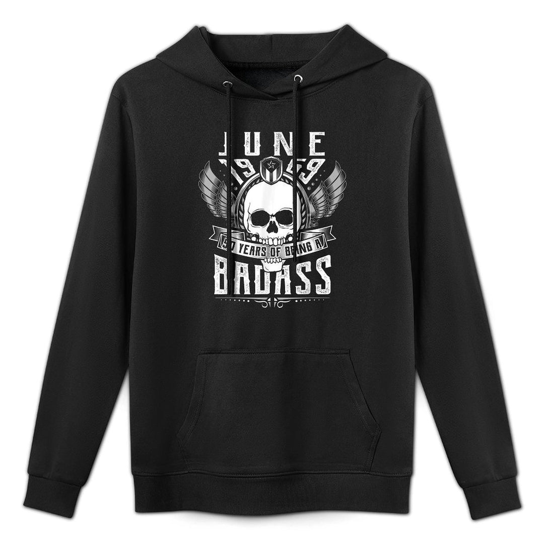 50th Birthday Gift June 1969, Badass Biker Style Shrink-Resistant Hoodie