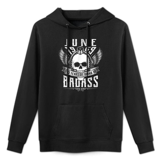 50th Birthday Gift June 1969, Badass Biker Style Shrink-Resistant Hoodie