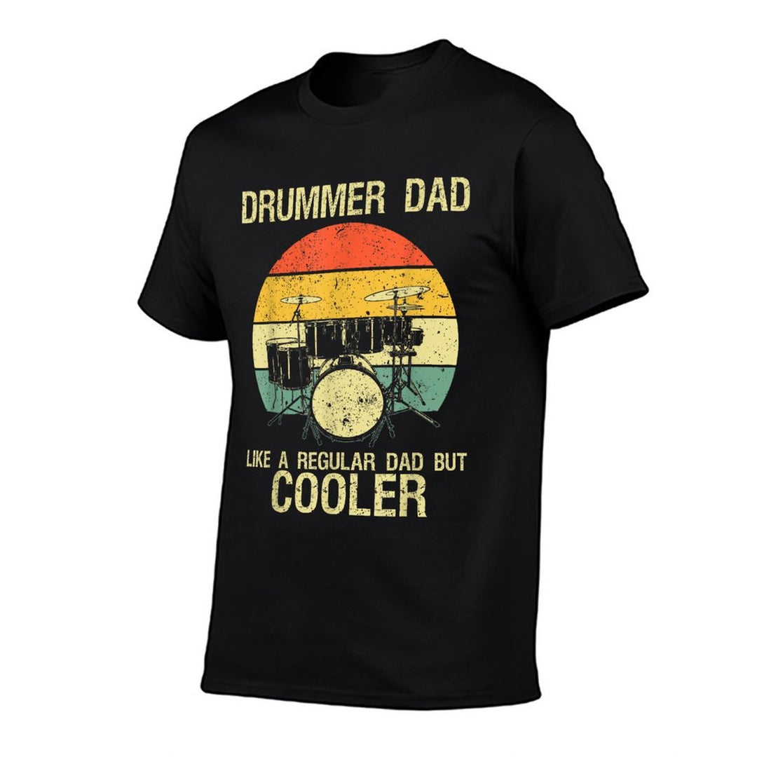 Funny Drumming Art For Dad Father Drumline Drum Set Drummer  Oversized Silhouette T-Shirt