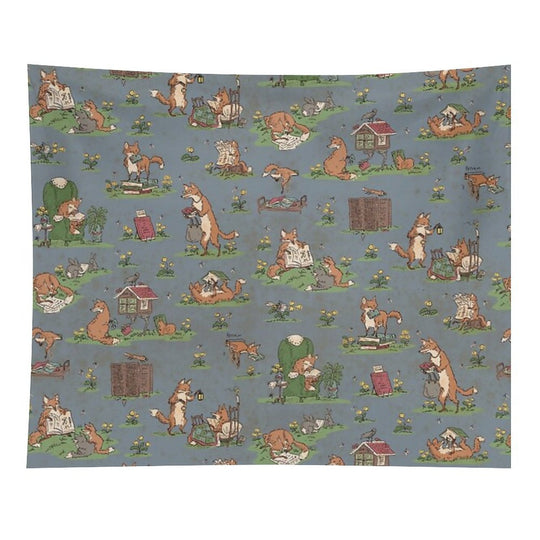 Library Foxes Tapestry
