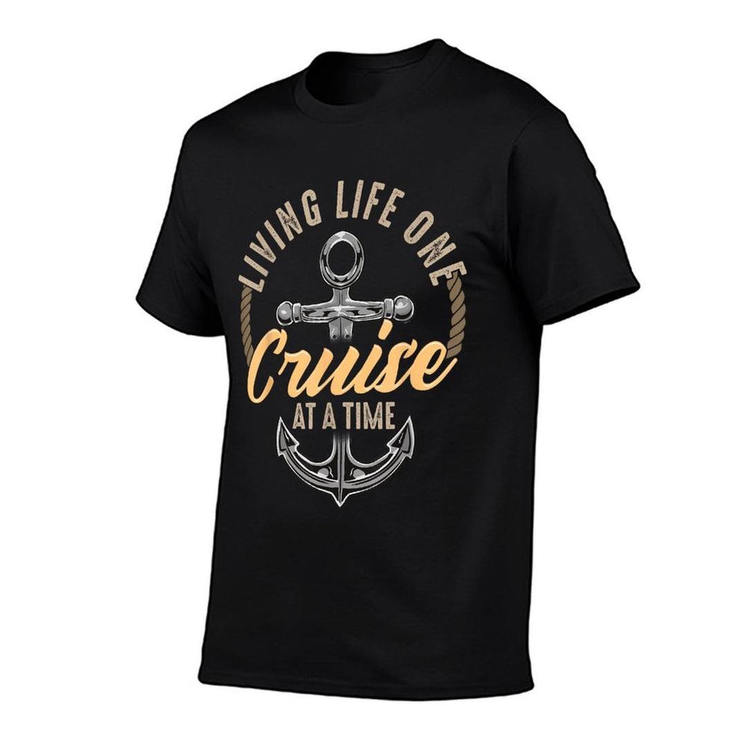 Living Life One Cruise At A Time Funny Cruising Ship Cute  Trendy Pattern T-Shirt
