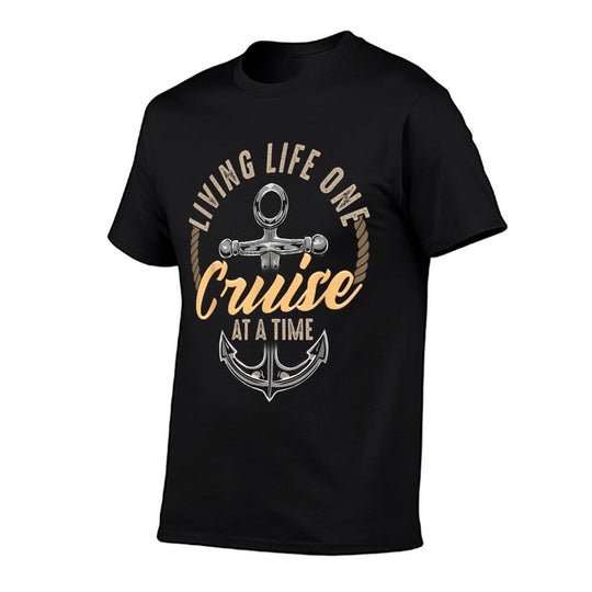 Living Life One Cruise At A Time Funny Cruising Ship Cute  Trendy Pattern T-Shirt