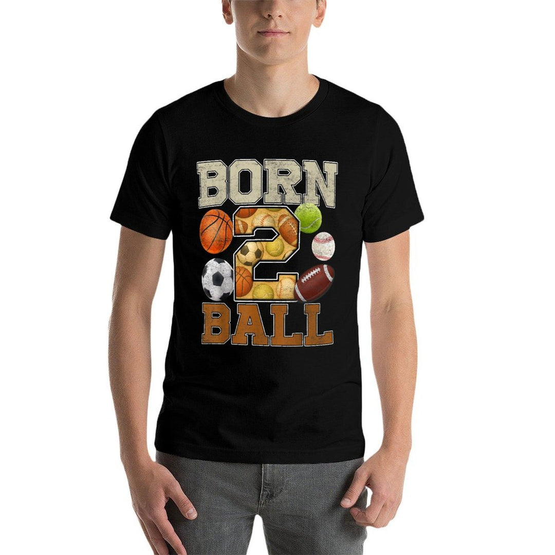 Born To Ball 2nd Sport 2 Years Old Birthday Boy Party Group  Eco-friendly Material T-Shirt
