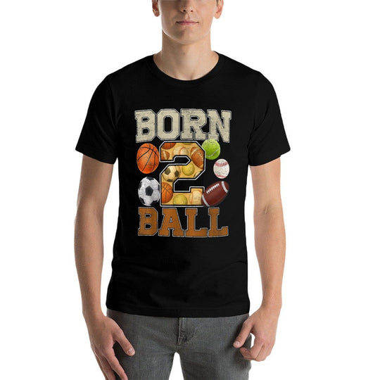 Born To Ball 2nd Sport 2 Years Old Birthday Boy Party Group  Eco-friendly Material T-Shirt