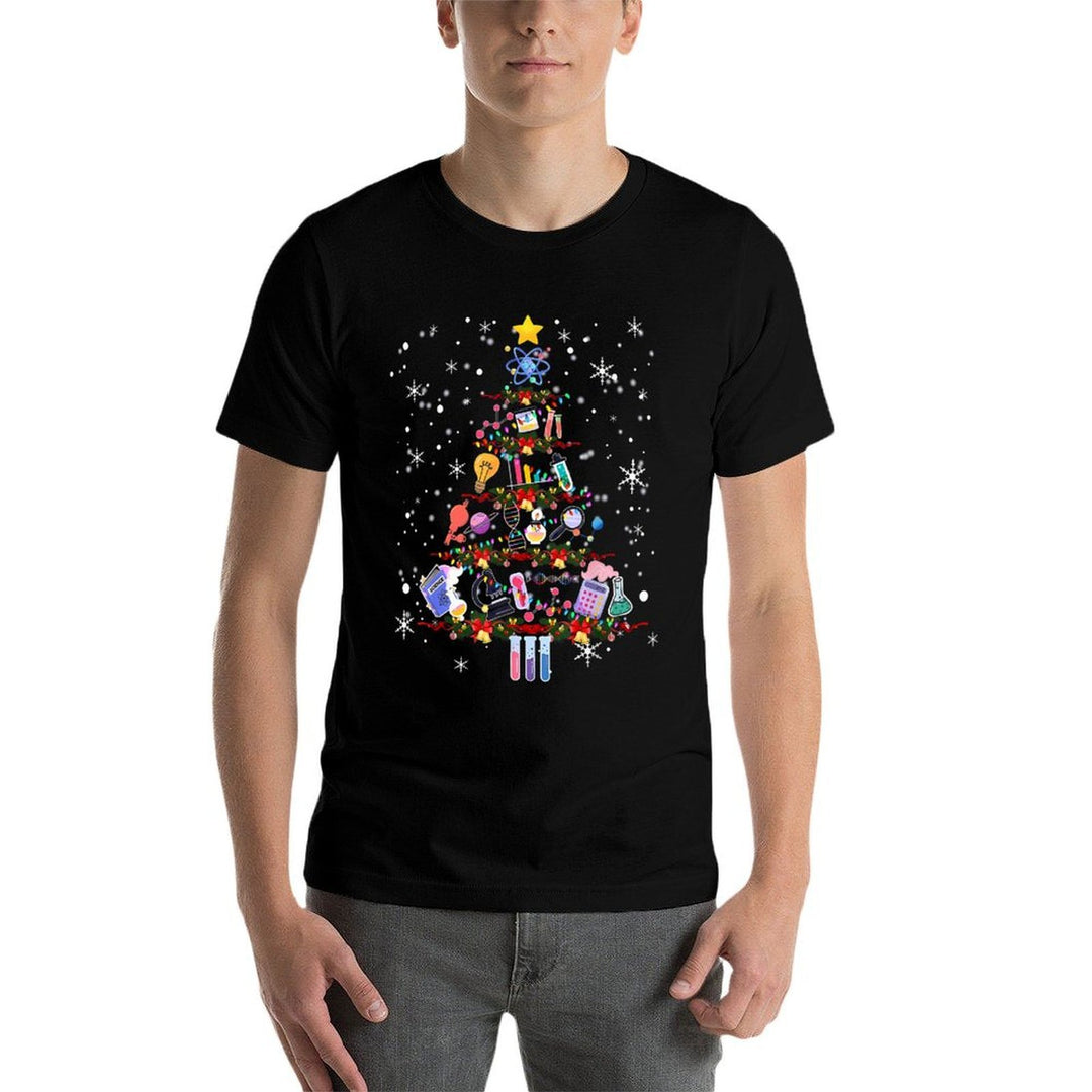 Science Christmas Lights Scientist Chemistry Lab Tech Xmas  Wrinkle-resistant T-Shirt
