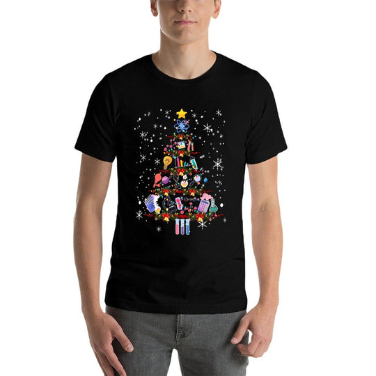 Science Christmas Lights Scientist Chemistry Lab Tech Xmas  Wrinkle-resistant T-Shirt